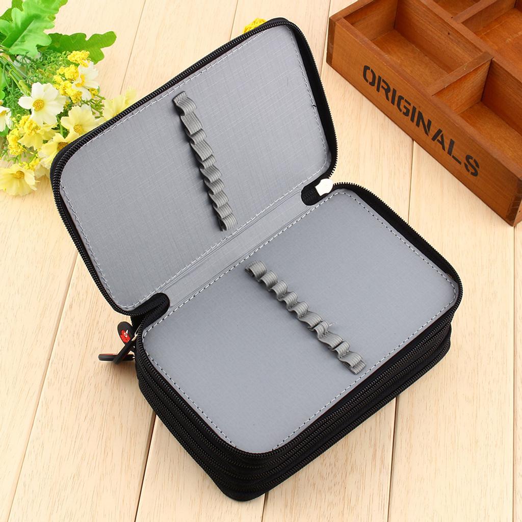 72 Inserting Super Large Capacity Multilayer Pencil Pen Bag Pouch Cosmetic Case Black