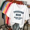 Buchstabendruck Damen T-Shirt Sommer Übergröße Kurzarm Einfarbiges Oberteil Nummerndruck Paar O-Ausschnitt Übergroße T-Shirts