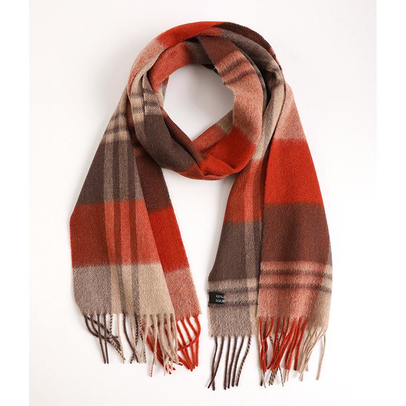 Hong Rong Unisex Wool Plaid Scarf - Warm for Autumn/Winter