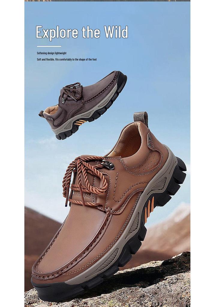 Men's Large Size Casual Leather Driving Shoes for Outdoor and Everyday Wear