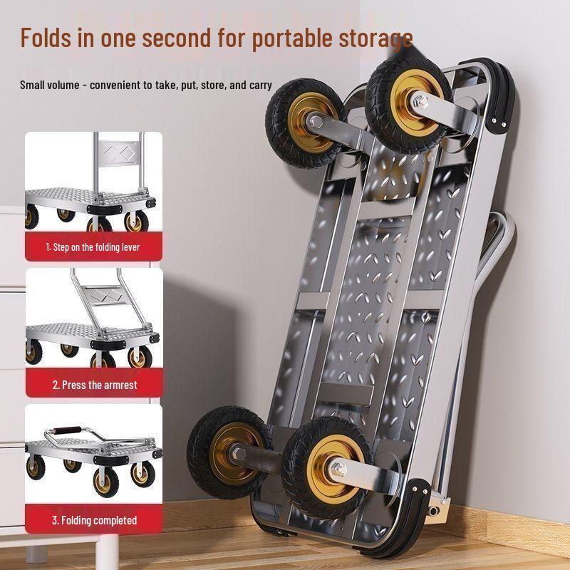 Portable Folding Steel Plate Dolly Hand Truck Cart for Household Use
