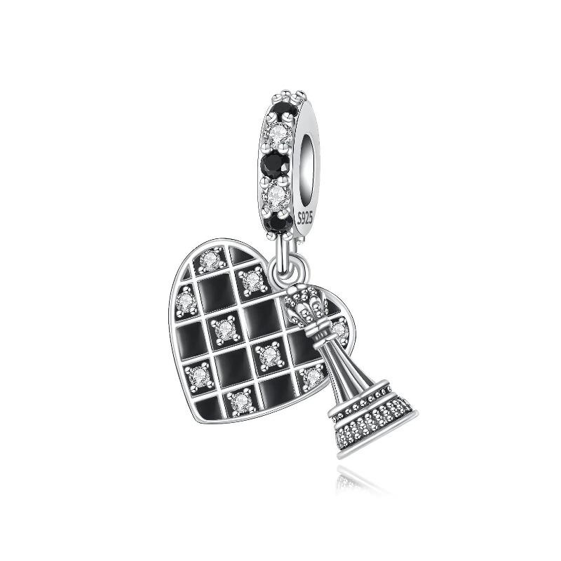 Sparkling Birthstone Charms Copper Heart Mom Key Pendant Bead Fit Original Necklace Bracelet Women Jewelry Diy Gift