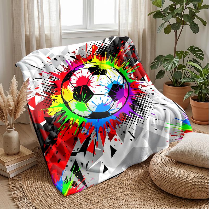 Soccer Ball Splash Art 14 Theme blanket Lightweight Warm Flannel Blanket Decorative Throw Blanket for Home Decoration