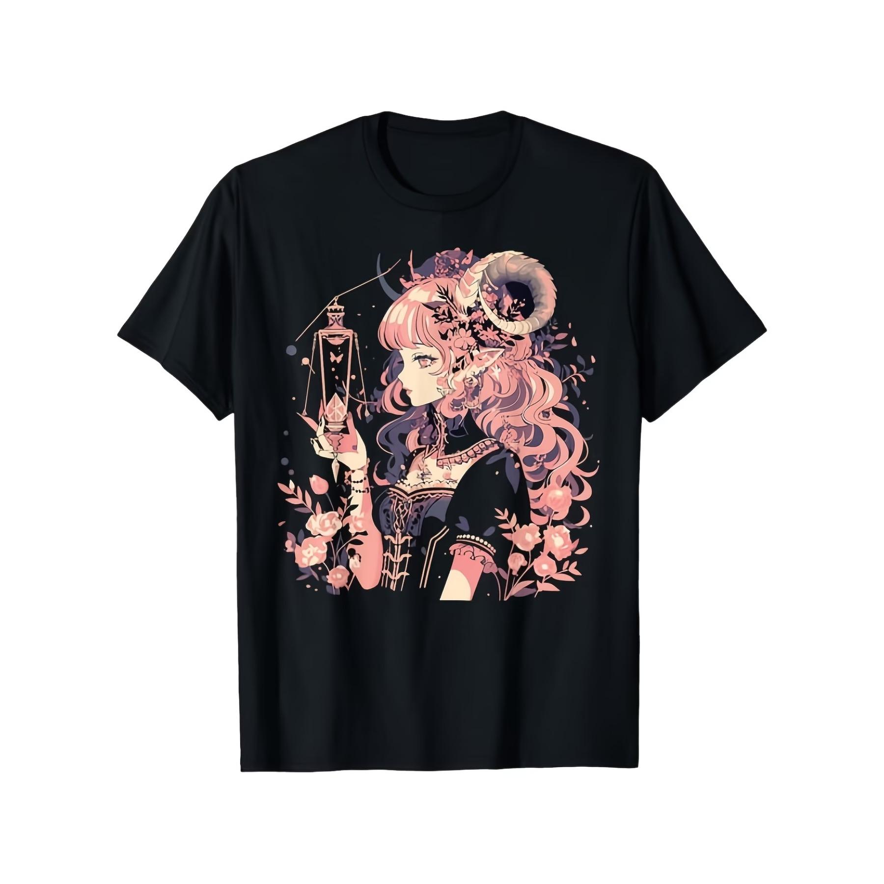 

Cute Kawaii Witchy Lady Demon Crystal Alchemist Pastel Goth T-Shirt | Comfortable Tee Graphic Print Shirt, All-Season XXL