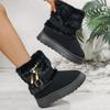 Casual Colorful Beads Decoration Thick Bottom Snow Boots Women 2025 Winter Fashion Faux Fur Ankle Boots Warm Plush Booties