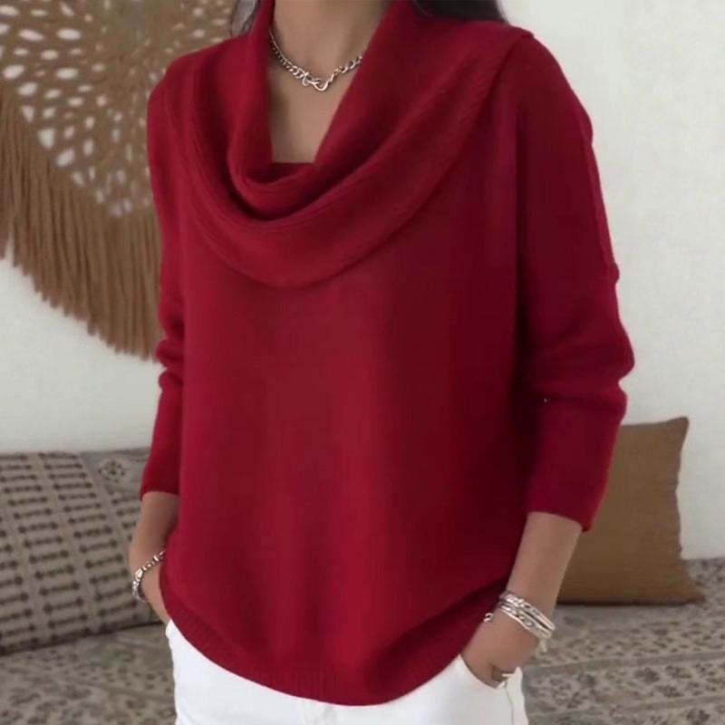 2025 Foreign Trade Women's Clothing Independent Station Express Autumn and Winter New Solid Color Long Sleeve Top Sweater