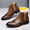 Nuovi Stivali Chelsea Casual alla Moda di Design per Uomo Colore Unico Aumento Scarpe Brogue Maschili Autunno Stivaletti Formali da Business Uomo