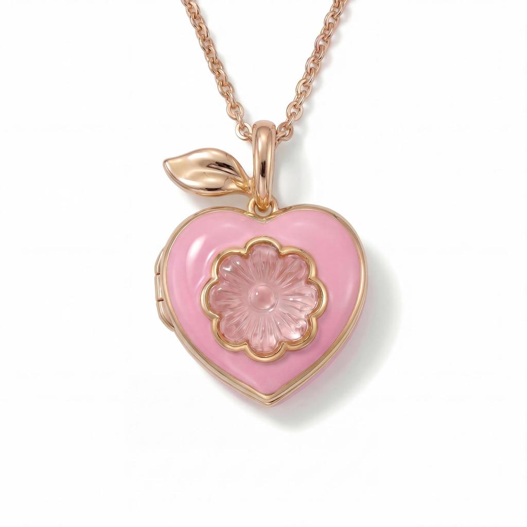 Trendy Pink Peach Necklace: European & American Style, Copper, Fresh & Sweet Design