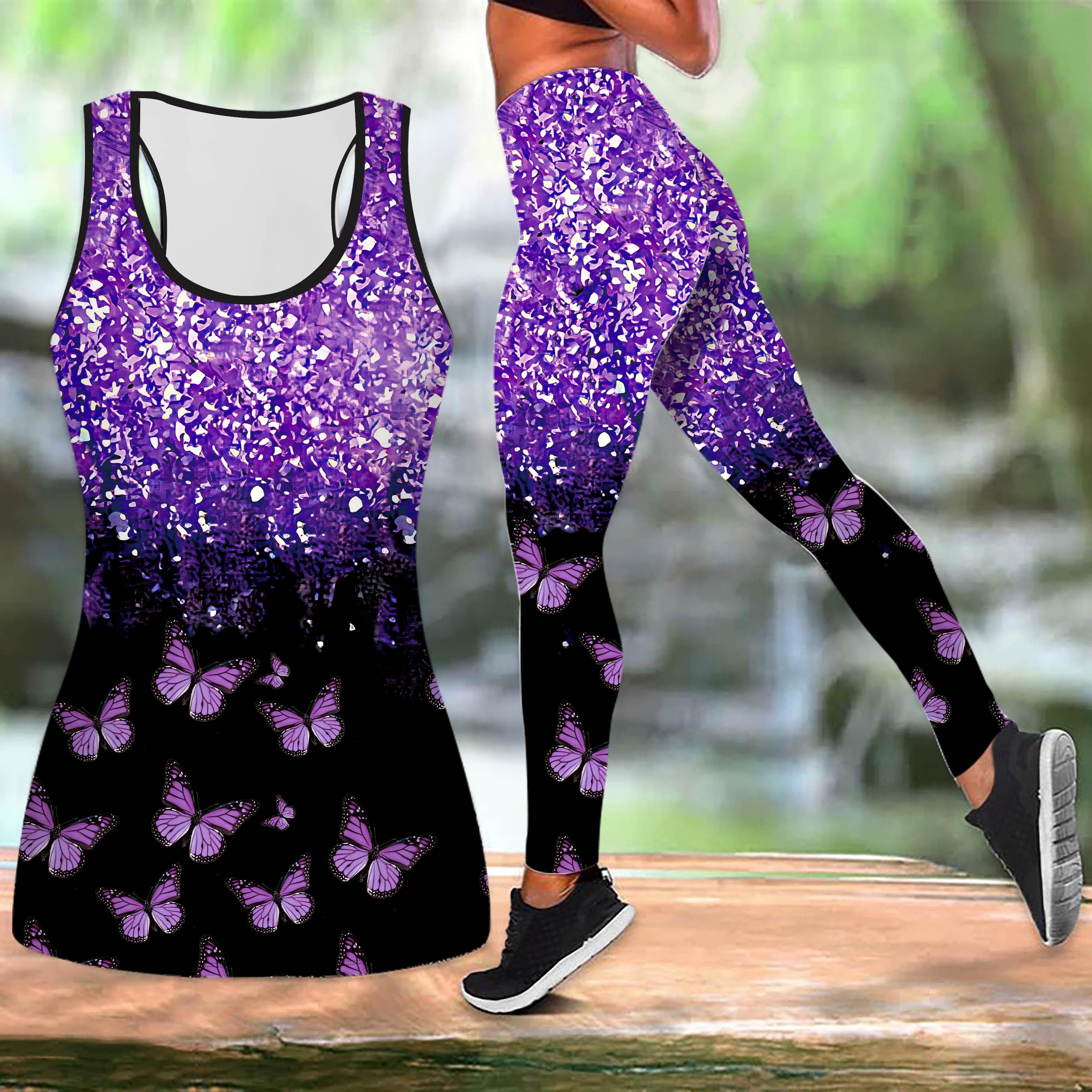 

Пластиковий одяг для йоги з принтом метеликів для жінок Модні легінси для тренувань Фітнес Спорт Повсякденний набір для йоги Спортивний костюм 4XL