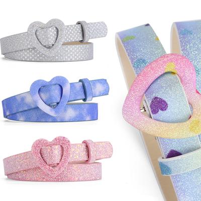 Love Buckle PU Needle Buckle Thin Waist Belt Casual Decoration Paired with High-end Unisex Children's Belt