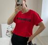 2025 Hot-selling American Letter Printing T-shirt Women's Pure Cotton Round Neck Loose Top European American INS Style