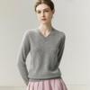 Women's 100% Cashmere V-Neck Knit Sweater - Warm, Loose, Long Sleeve Pullover for Autumn/Winter