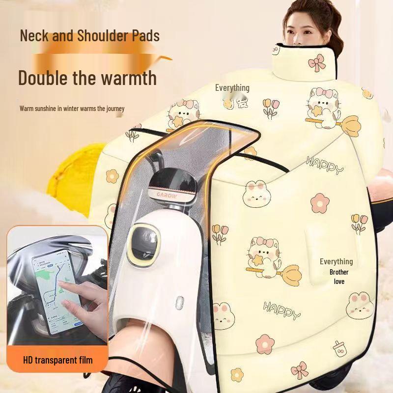 Li Shi Unisex Cartoon Elektroroller Winddichte Thermohülle mit Nackenschutz