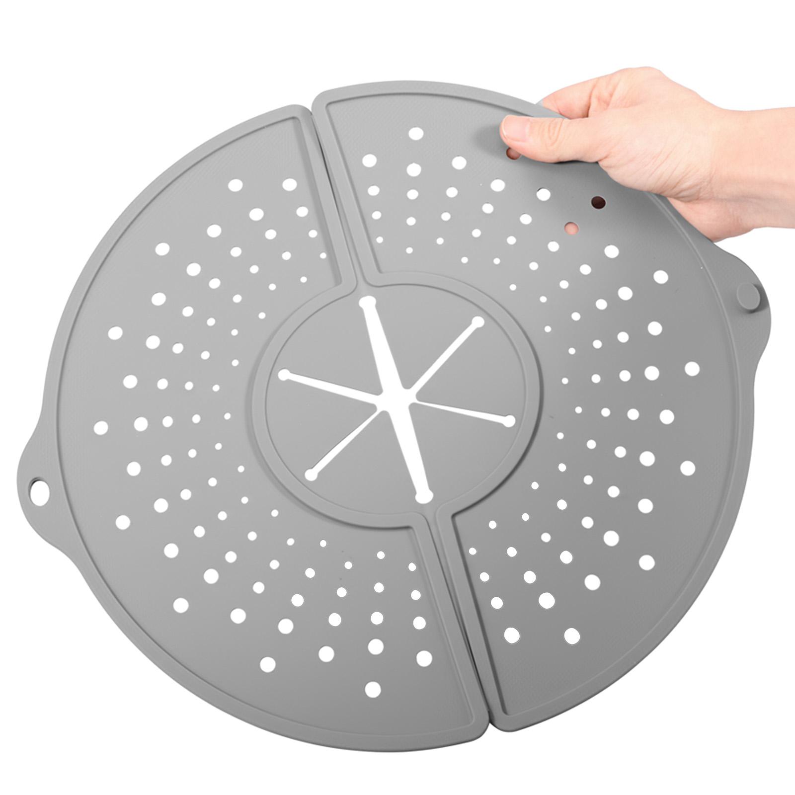 

Splash Guard Foldable Oil Splash Cover Silicone Splatter Screen Multi-functional Oil Splatter Guard for 10/11/12 Inch Frying Pan сірий