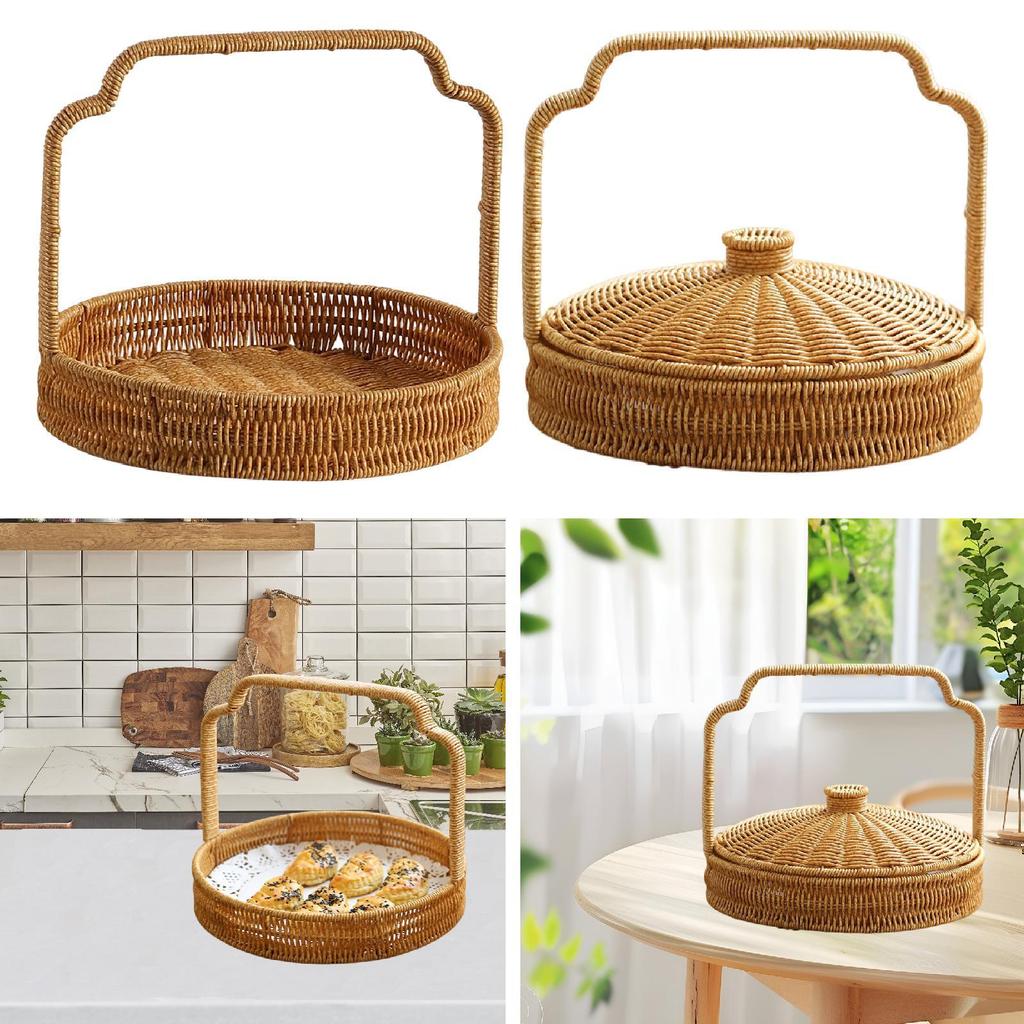 Fruit Bread Basket Tabletop Rustic Vegetables Food with Handle Serving Tray for Restaurant Baking Kitchen Counter Camping Picnic