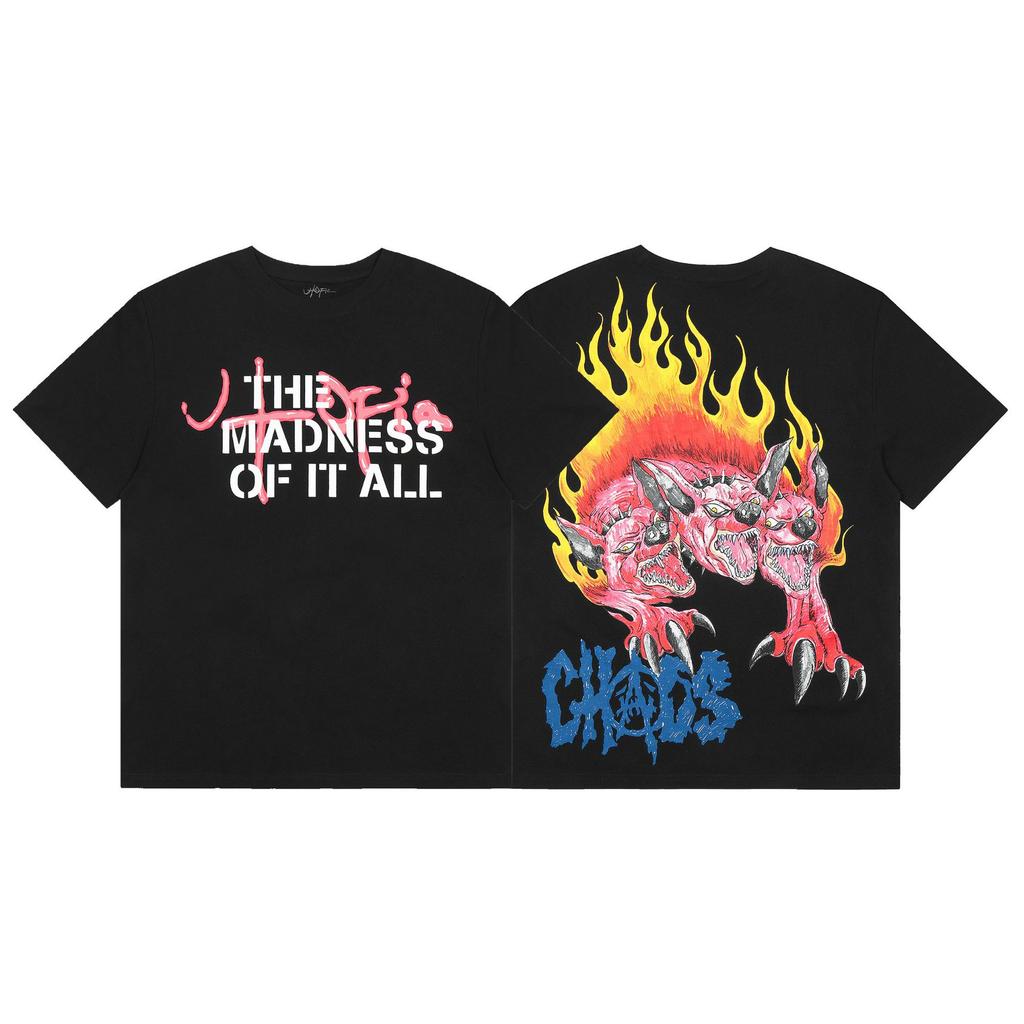 24S grenzüberschreitende Trendmarke Travis Scott Utopia Joint-Album geometrisches Graffiti kurzärmeliges T-Shirt Herren und Damen halblang