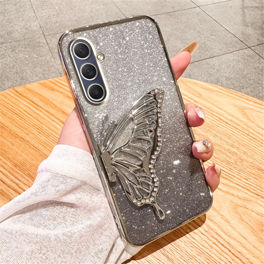 Gradient Butterfly Quicksand Phone Case For Samsung Galaxy M55 M54 M34 M14 M53 M52 M51 M23 M33 M21 M31 F15 Soft Silicone Cover