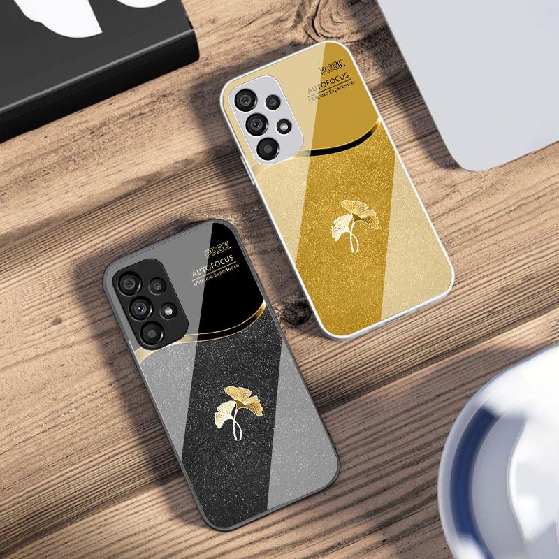 Pink Gradient Ginkgo For Samsung S 25 S25 Edge S25Ultra S8 S9 S10 20 U Ltra S21 Pro S22 Plus S23 FE S24 Ultra Glass Phone Case