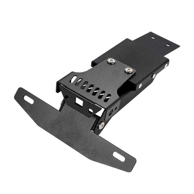 Bike License Plate Mount with Articulated Layered Structure for SURRON X/S, Powder-Coated Iron Body, Integrated Fasteners, & Elongated Installation