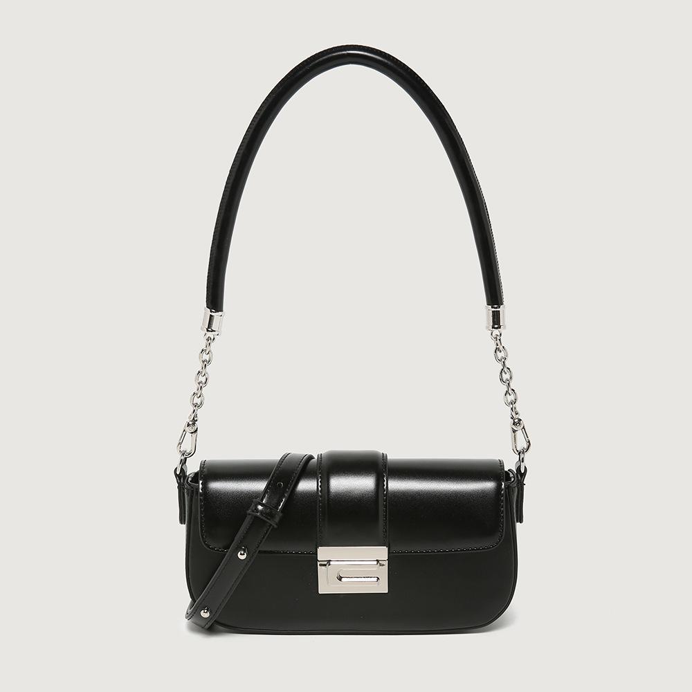 Small bag 2024 new model, high-end niche harmonica chain small square bag, baguette underarm bag, women's shoulder and crossbody bag