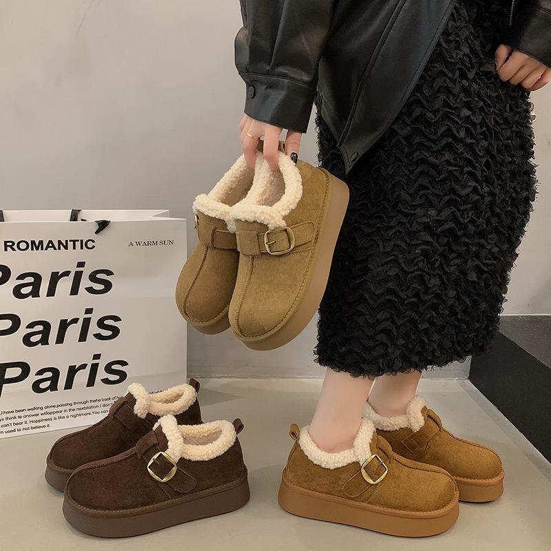 Thick-soled heightening velvet snow boots women's new winter shoes, warm wool cotton shoes