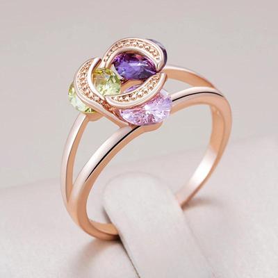 Fargerik Zirkon Personlighet Dame Ringer Mote Gullfarget Fest Daglig Jenter Tilbehør Kostymesmykker