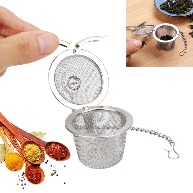 1PCS Tea Spice Strainer Seasoning Ball Stainless Steel Teakettle Locking Tea Filter Reusable