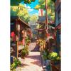 Japanese Street Scenery Cherry Blossom Architecture Canvas Poster Flowers Plants Landscape Wall Art Prints for Modern Home Decor