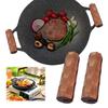 2 Pièces Sapele Poêle Poignée Isolée Anti-Brûlure Extérieur Poêle à Grill Poignée Résistante à la Chaleur Portable Plaque BBQ Poignée pour Ustensiles de Cuisine de Camping