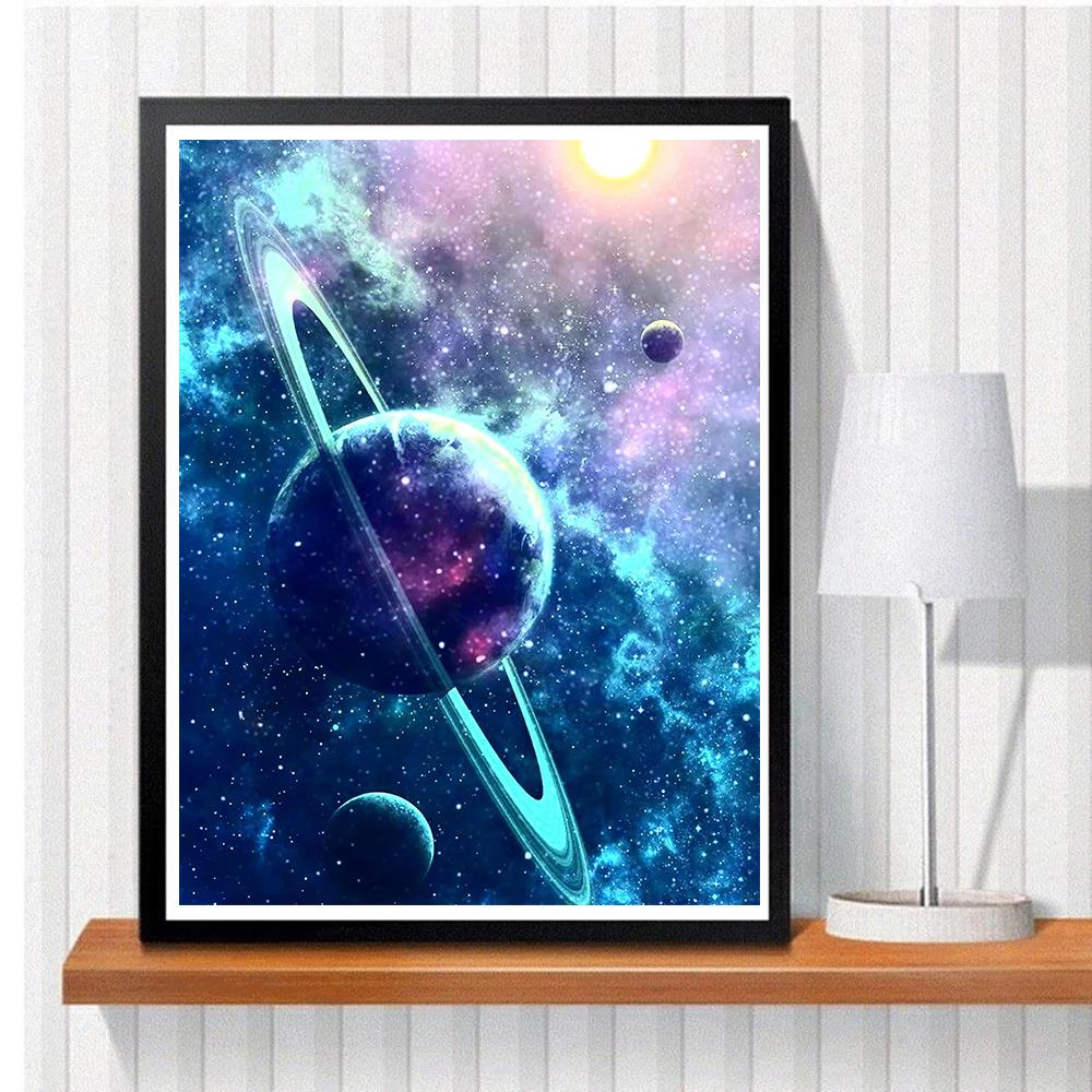 Pictură cu diamant DIY Blue Universe Kit punct de cruce Artă mozaic Pictură cu diamant Cerc complet/Diamant pătrat Decorare pentru casă