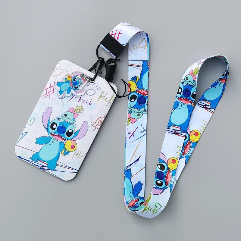 New Stitch Card Holder Anti-lost Cartoon Neck Strap Card Holder Nd Girls Toy Lanyard Badge Clip Present High Quality
