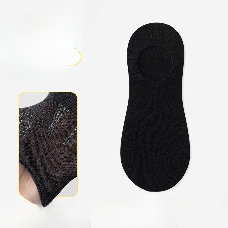 Men's Summer Thin Style Breathable Sweat Absorbing Pure Cotton Mesh Deodorant Invisible Socks