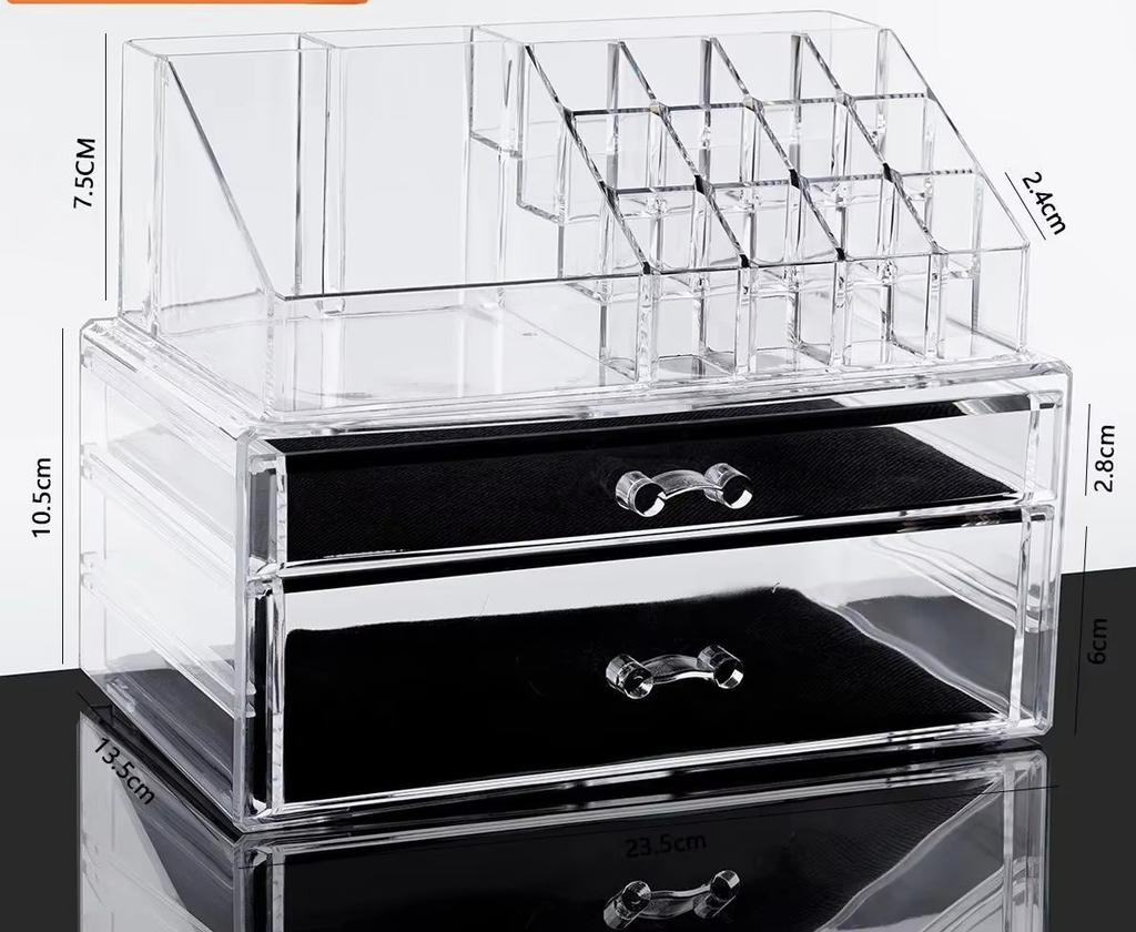 Cosmetics Storage Box Acrylic Transparent Drawer Storage Box Large Capacity Desktop Compact Dustproof Makeup Organizer