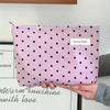Black Polka Dot Cosmetic Bag With Pearl Handle Portable For Travel Skincare Storage