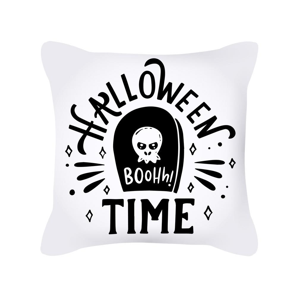 Nordic Black and White Halloween Cushion Letters Ghost Peach Skin Cushion Cartoon Home Cushion Cover