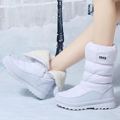 Stivali da neve con suola spessa Stivali di cotone con cerniera laterale Scarpe calde da donna
