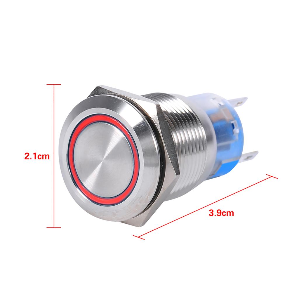 19mm 12-24V Waterproof Stainless Selflocking  ing Push Button   Red LED
