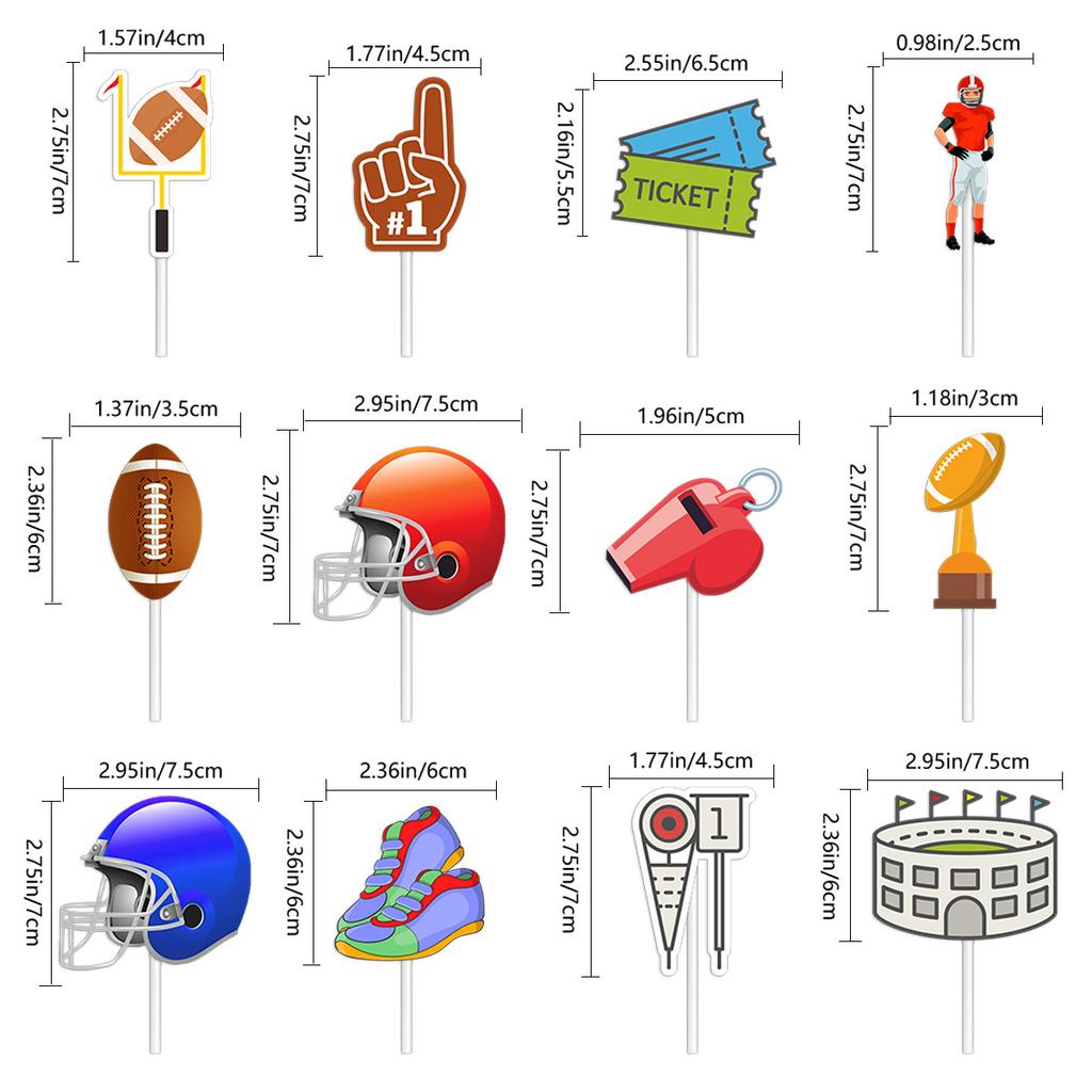 American Football Theme Party Decoration Birthday Flag Football Baseball Latte Cake Plug-In Customization