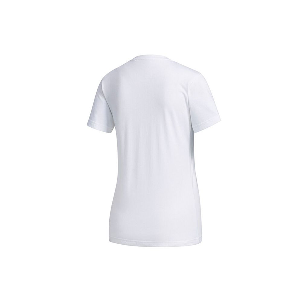 adidas Boxed Logo Solid Crew Neck Sports Short Sleeve T-Shirt Women Tops White FM6147