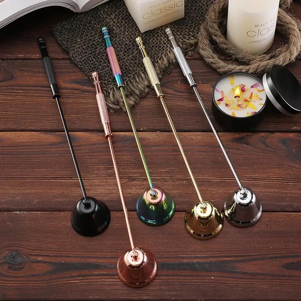 Stainless Steel Candle Extinguisher Bell Shape Cover Anti-Slip Candle Stopper Wick Snuffer with Long Handle