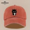 Pc Wütende flauschige schwarze Katze Muster Hut Vintage distressed Druck Baseballkappe Verstellbare Größe Bequem und leicht Sui