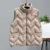 Autumn/Winter Lightweight Down Vest for Middle-Aged and Elderly Women Short Stand Collar Plus Size Warm Gilet