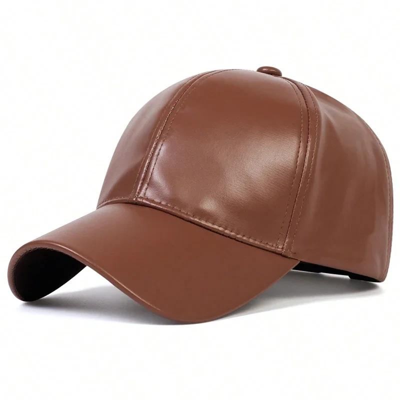

Unisex Pu Solid Leather Baseball Caps Spring Autumn Outdoor Sunscreen Hat Adjustable Casual Trucker Hats