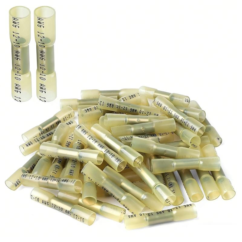 100 Counts Shrinkable Wire Joiners Water Resistant Waterproof Butt Connectors for Home Electrical & Vehicle Repairs