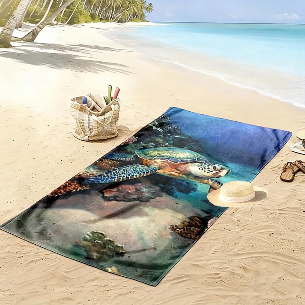 Sea Turtle Underwater Ocean Scene Beach towel quick-drying for travel outdoor sports jogging beach and swimming