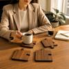 4pcs Heat Resistant Puzzle Coasters Non Slip Tea Cup Mat Creative Wooden Coaster Set  Dining Table