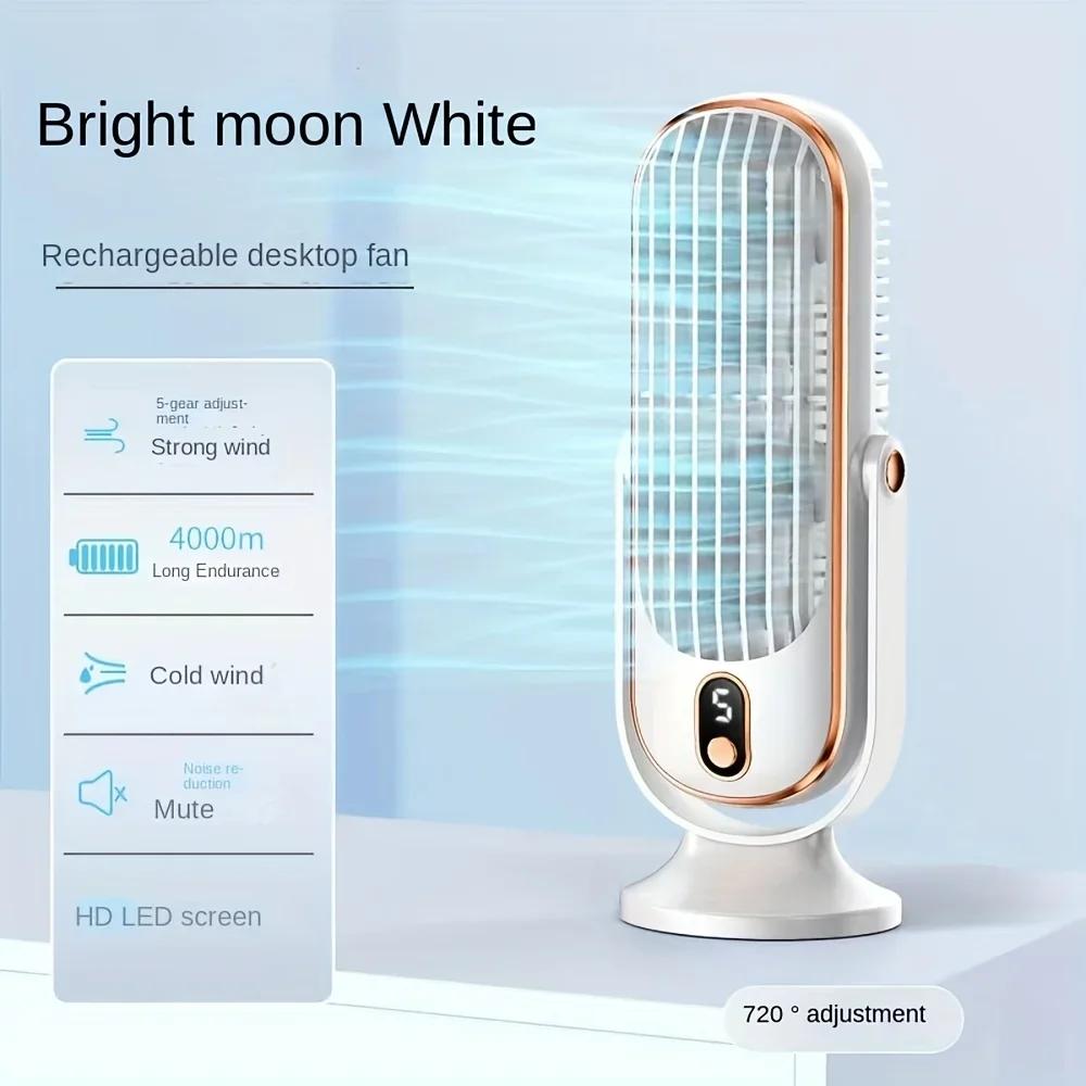 

Desktop Tower Fan 720° Strong Air Cooling USB LED Display 5 Speed Adjustment Desktop Tower Fan Home Office Electric Fan Summer белый