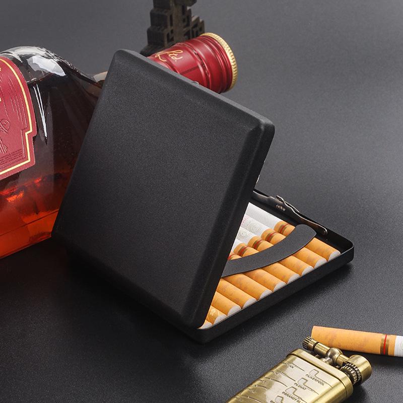 20-Piece Black Matte Metal Cigarette Case, Regular Size, Moisture-Proof & Pressure-Resistant, Minimalist Business Design for Men