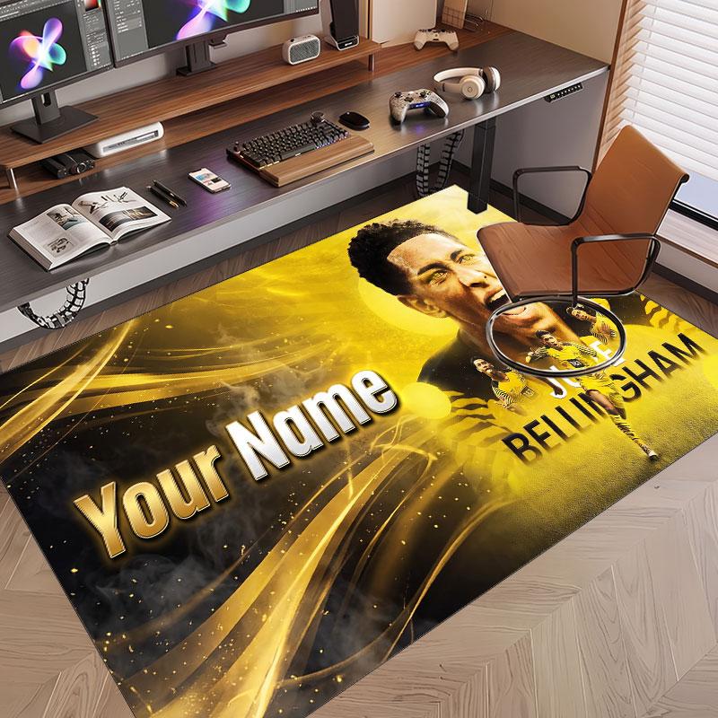 Custom Rug Jude Bellingham Pattern Print Name Text Soft Non‑Slip Floor Carpet for Home Indoor Decoration