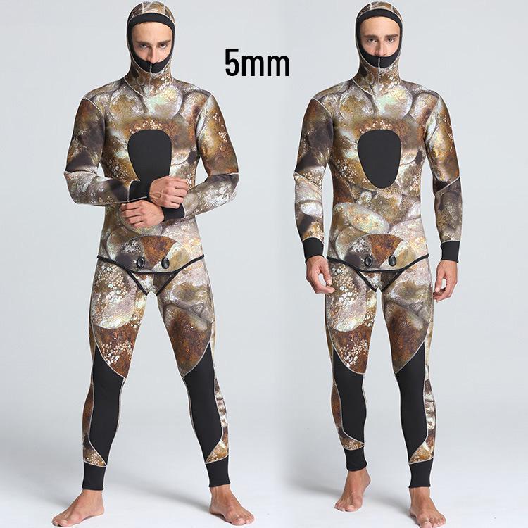 

Men s 5MM Camo Two-Piece Cold-Proof Fleece-Lined Wetsuit XXXL